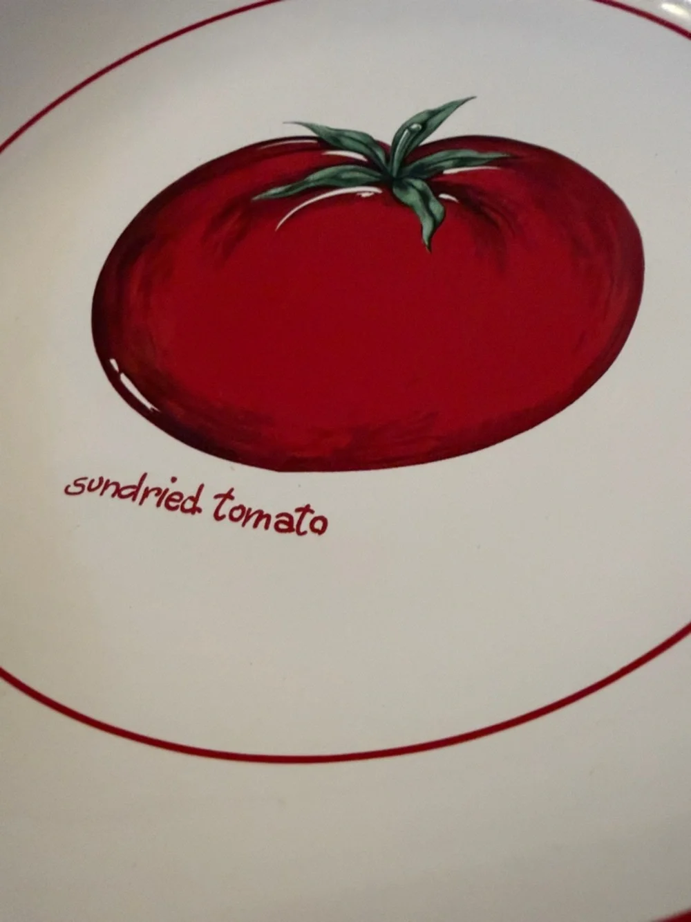 OVER AND BACK 9” INDIVIDUAL PASTA BOWL SUN-DRIED TOMATO WHITE RED PORTUGAL HOME